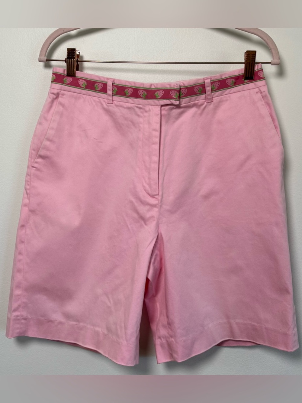 Vintage Lilly Pulitzer Cotton Bermuda Shorts with Strawberry Trim